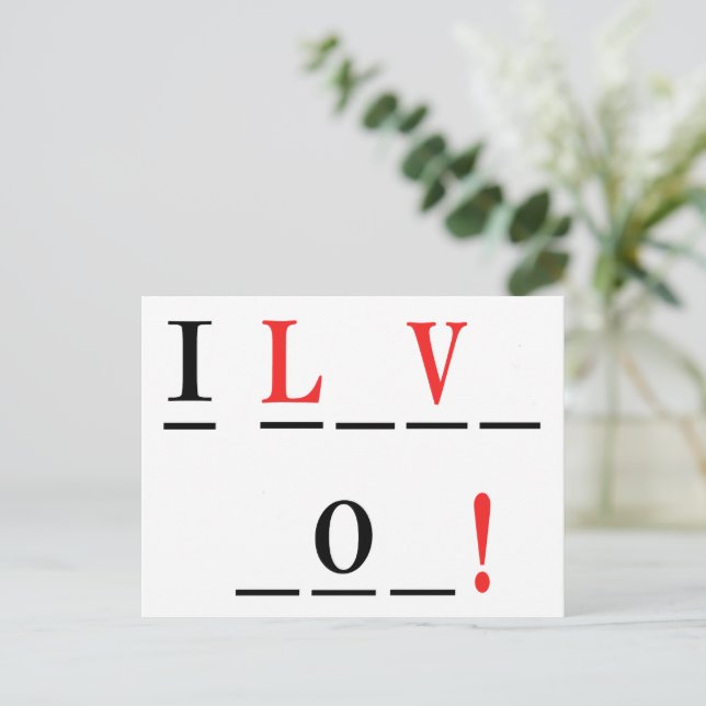 Carte Postale I Love You-Hangman Style par Shirley Taylor (Debout devant)