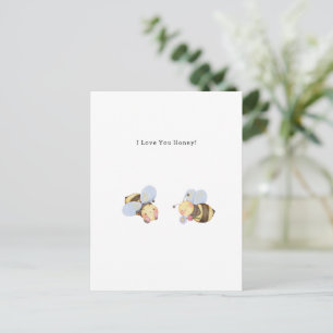 Carte Postale I Love You Honey Bee Illustration Quote Card