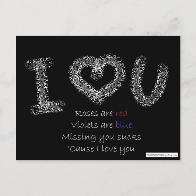 Carte Postale I Love You Poem : Vous Manquez De Sucks (Devant)