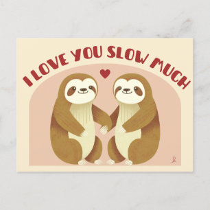 Carte Postale I love you slow much - Je t'aime couple paresseux