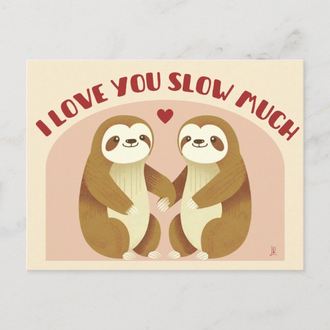 Carte Postale I love you slow much - Je t'aime couple paresseux (Devant)