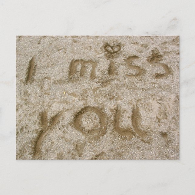 Carte Postale I Miss You a écrit dans le sable - vous manque car (Devant)