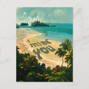 Carte Postale I Miss You - Plage Peinture Paysage