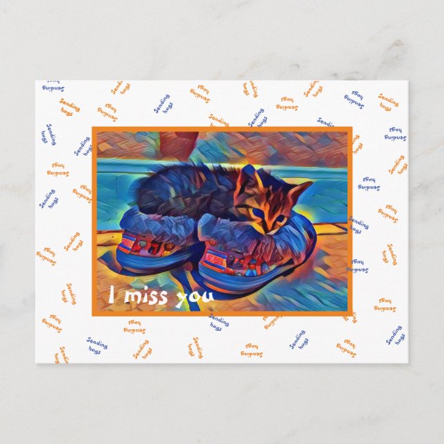 Carte Postale I MISS YOU "sending hugs" (Devant)