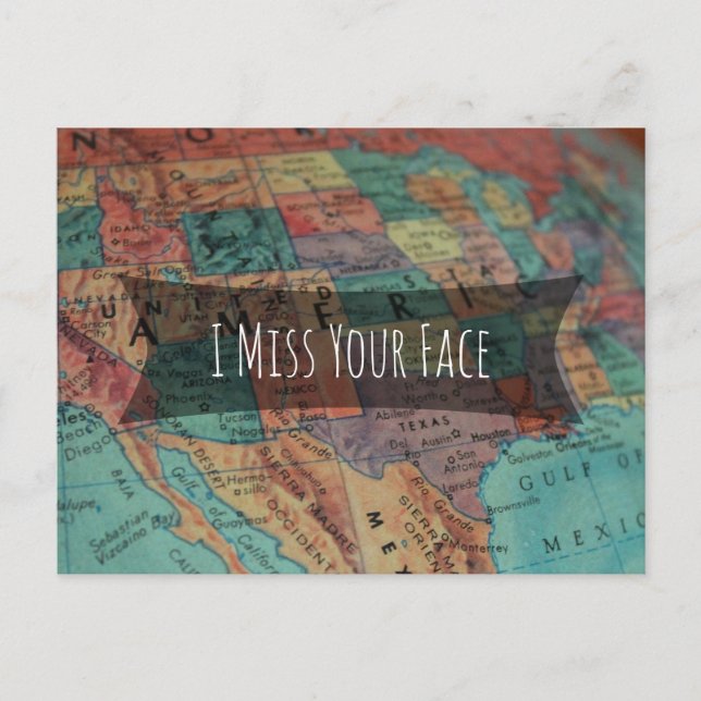 Carte Postale "I Miss Your Face" Plus de détails Photo du Globe (Devant)