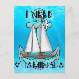 Carte Postale I Need Vitamin Sea Boat