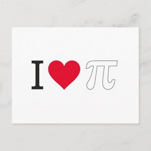 Carte Postale I ♥ Pi – Minimalist Pi Day Greeting Card (Devant)