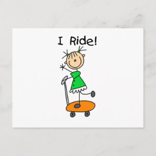 Carte Postale I Ride - Girl on Scooter