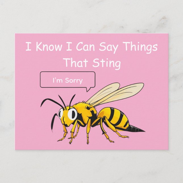 Carte Postale I Say Things That Sting Funny Wasp Apology (Devant)