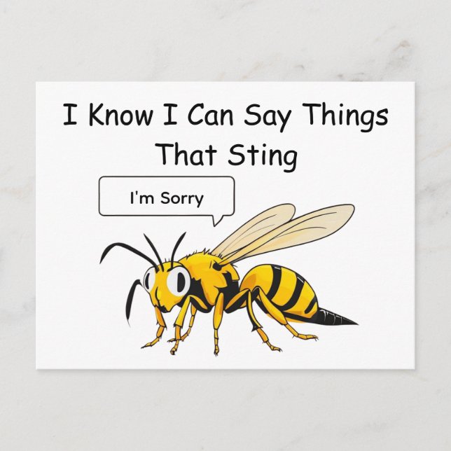 Carte Postale I Say Things That Sting Funny Wasp Apology (Devant)