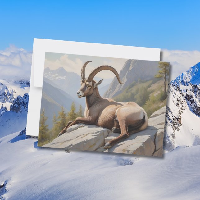 Carte Postale Ibex alpin posé sur une falaise rocheuse (Créateur téléchargé)