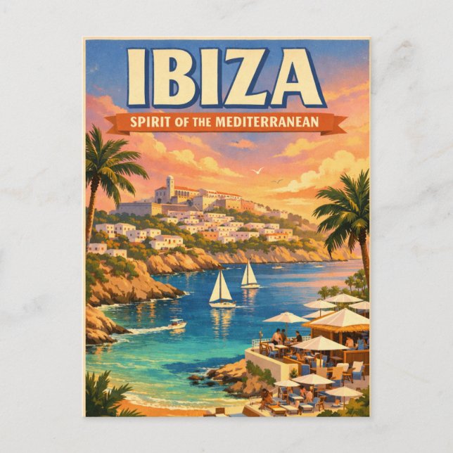 Carte Postale Ibiza, Espagne, dans un classique rétro (Devant)