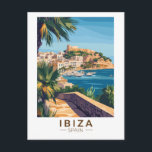 Carte Postale Ibiza Espagne Illustration Voyage Art Vintage<br><div class="desc">Ibiza design de déplacement vectoriel rétro. Ibiza est l'une des îles Baléares,  un archipel d'Espagne en Méditerranée.</div>