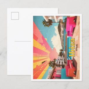 Carte Postale Ibiza Espagne Pop Art Voyage Illustration
