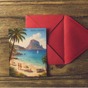 Carte Postale Ibiza Espagne Rétro Art de Plage – Voyage Vintage