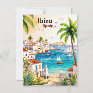 Carte Postale Ibiza Espagne Voyage aquarelle art