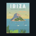 Carte Postale Ibiza Espagne Voyage Art Vintage<br><div class="desc">Design vectoriel Ibiza. Ibiza est l'une des îles Baléares,  un archipel d'Espagne en Méditerranée. Elle est réputée pour la vie nocturne animée de la ville d'Ibiza et de Sant Antoni.</div>