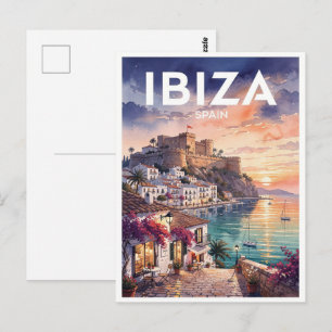 Carte Postale Ibiza Espagne Voyage Rétro