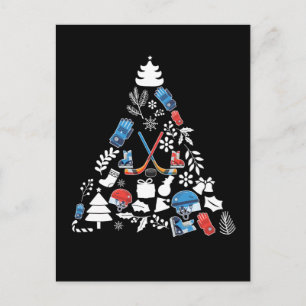 Carte Postale Ice Hockey Christmas Tree