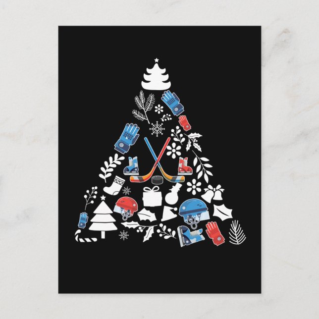 Carte Postale Ice Hockey Christmas Tree (Devant)