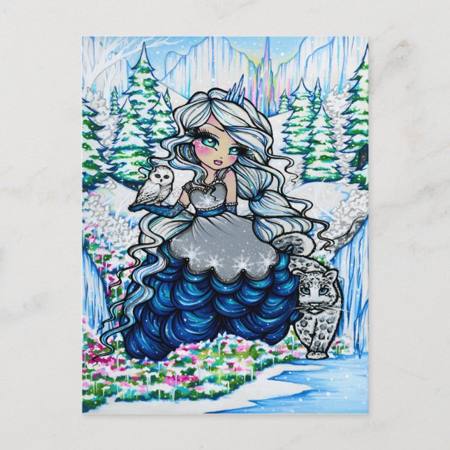 Carte Postale Ice Princess Winter Neige Queen Girl Imaginaire Ar (Devant)