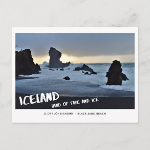 Carte Postale ICELANDE terre de feu et de glace plage de sable n