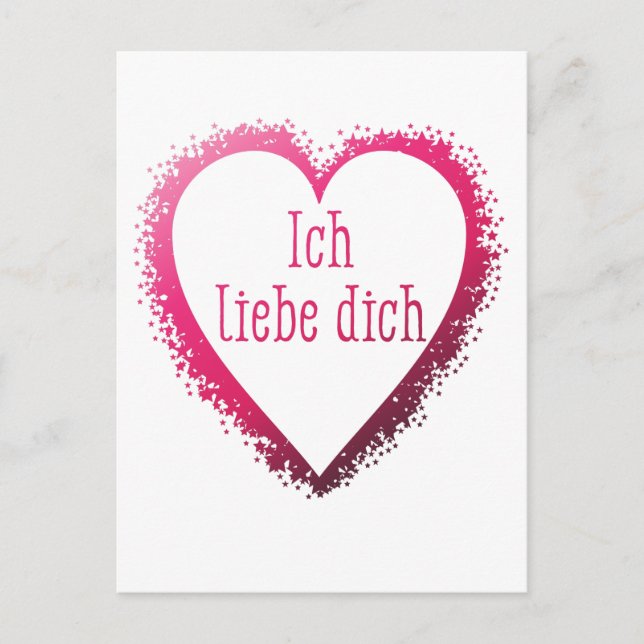 Carte Postale Ich liebe dich, je t'aime en allemand en rose (Devant)
