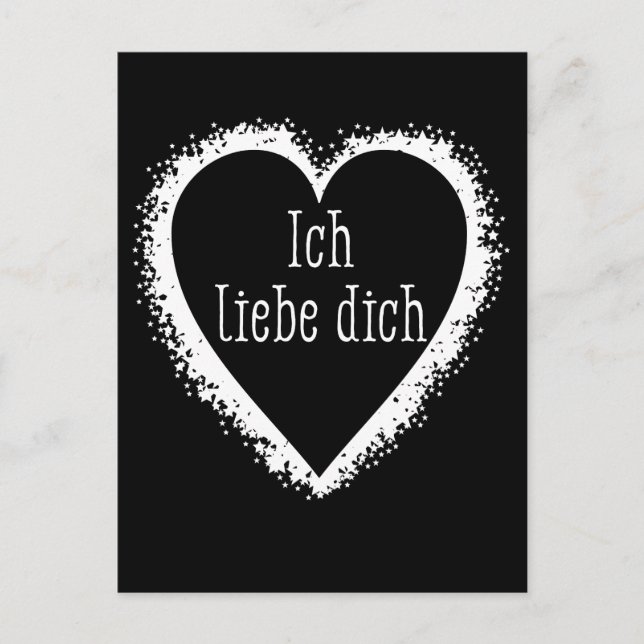 Carte Postale Ich liebe dich, je t'aime en allemand noir & blanc (Devant)