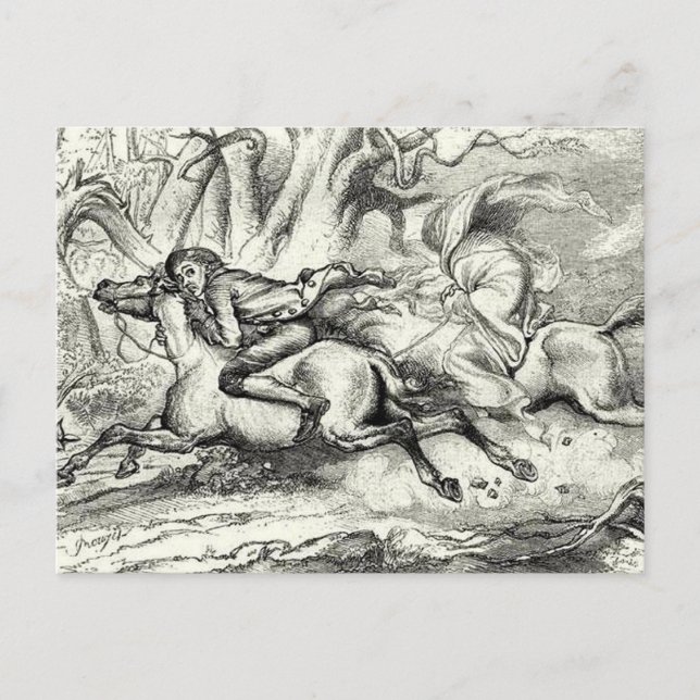 Carte Postale Ichabod Crane fuyant (Devant)