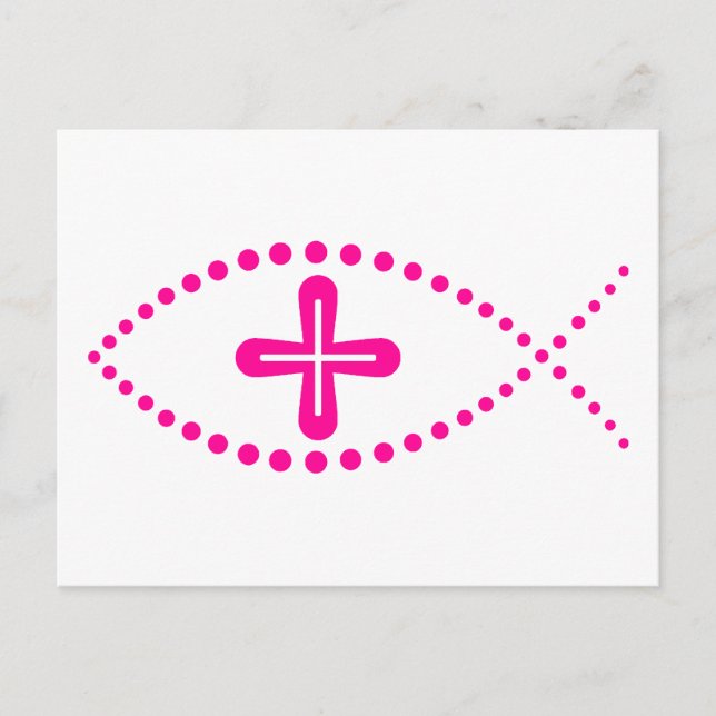 Carte Postale Ichthus Pink Christian Fish (Devant)