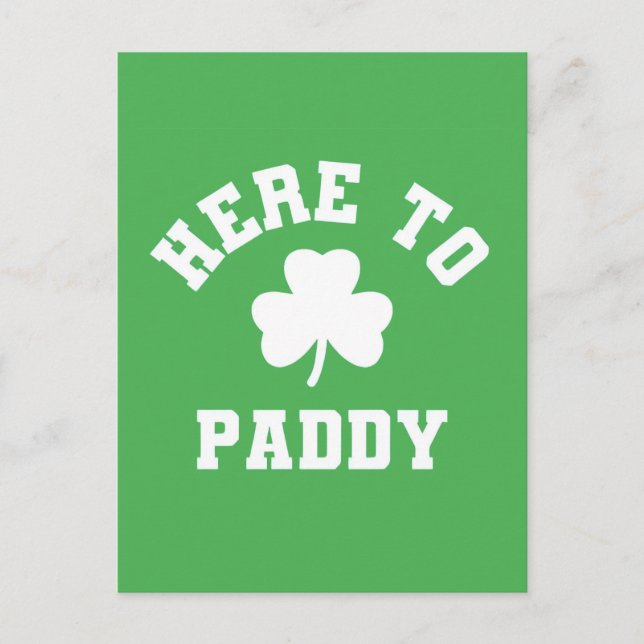 Carte Postale Ici à Paddy Funny Shamrock de la Saint Patrick (Devant)