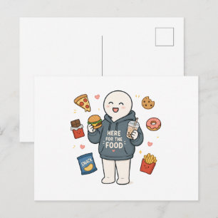 Carte Postale Ici pour la nourriture Mème drôle de foodie