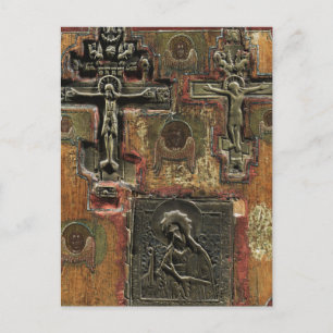 Carte Postale Icône ancestrale avec Crucifix et Elijah Orthodox