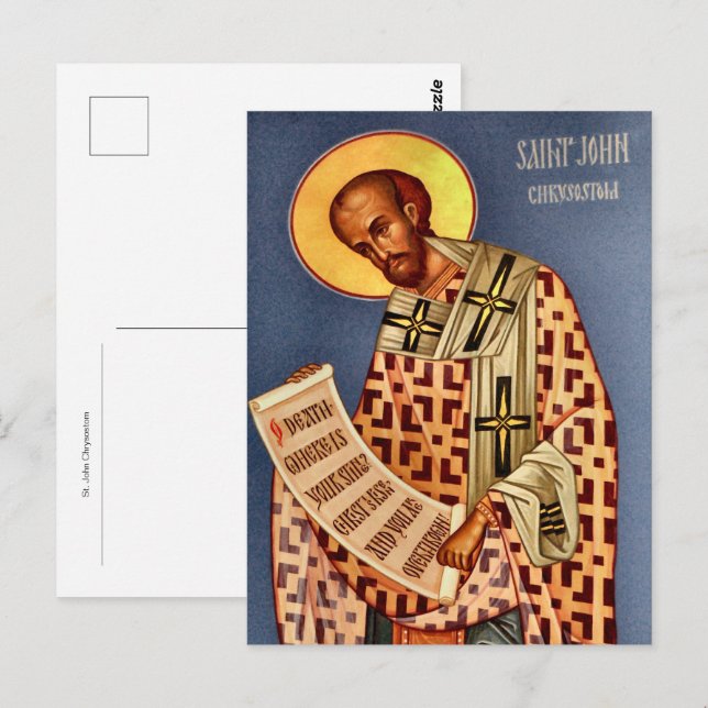 Carte Postale Icône chrétienne orthodoxe de St. Jean Chrysostome (Devant / Derrière)