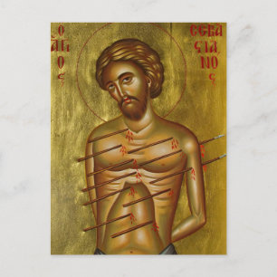 Carte Postale Icône chrétienne orthodoxe du saint martyr Sébasti