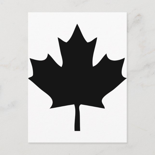 Carte Postale icône de la feuille d'érable du canada noir (Devant)