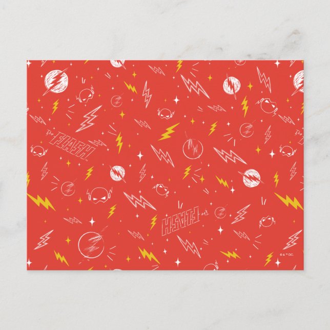 Carte Postale Icône de la foudre Flash et motif doodle (Devant)