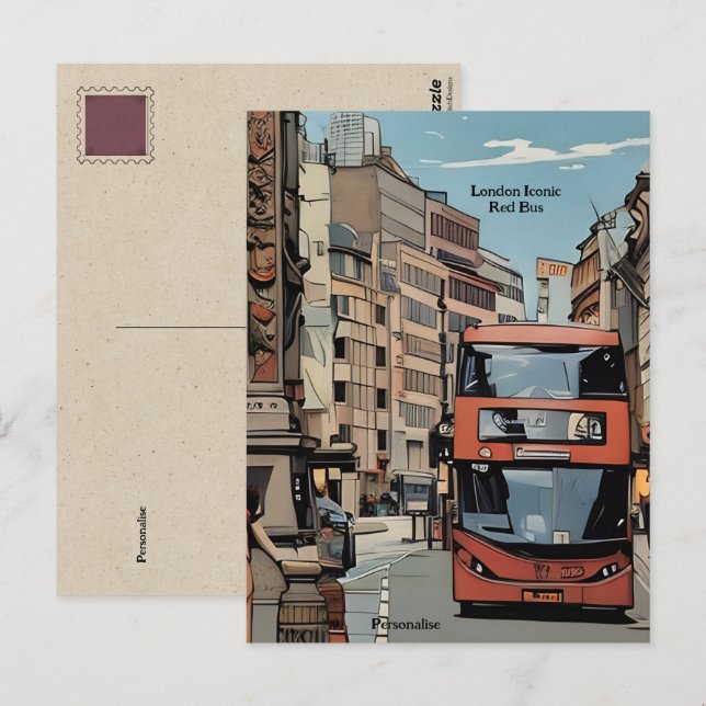 Carte Postale Icône de l'autobus rouge de Londres Angleterre Per (Devant / Derrière)