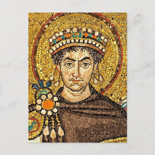 Carte Postale Icône de mosaïque byzantine de l'empereur Justinie (Devant)