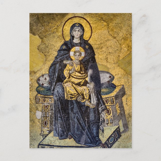 Carte Postale Icône de mosaïque byzantine Vierge et Enfant (Devant)