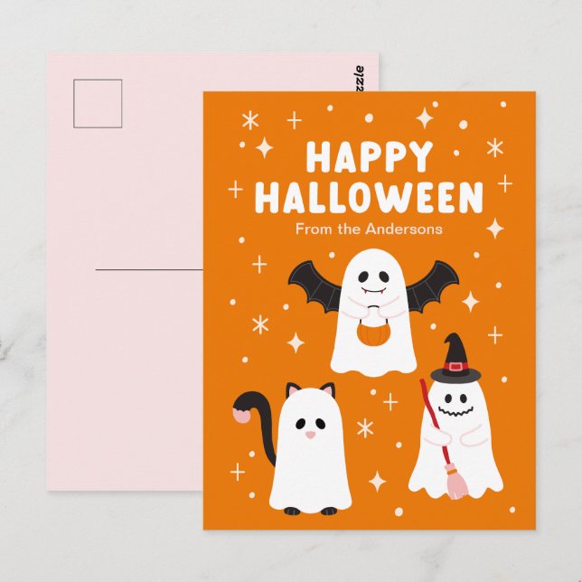 Carte Postale Icône d'Halloween ou fantômes traités (Devant / Derrière)