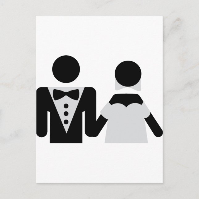 Carte Postale icône mariée et mariage marié (Devant)