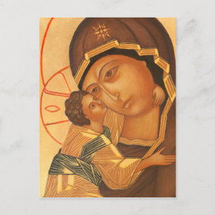 Carte Postale Icône orthodoxe de Vierge Marie et Bébé Jésus