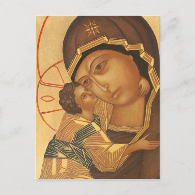 Carte Postale Icône orthodoxe de Vierge Marie et Bébé Jésus (Devant)