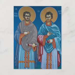 Carte Postale Icône orthodoxe des saints Côme et Damien de Cilic