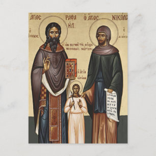 Carte Postale Icône orthodoxe des saints Raphaël, Nicolas et Irè