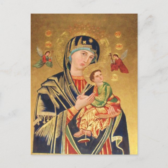 Carte Postale Icône orthodoxe russe - Vierge Marie et bébé Jésus (Devant)