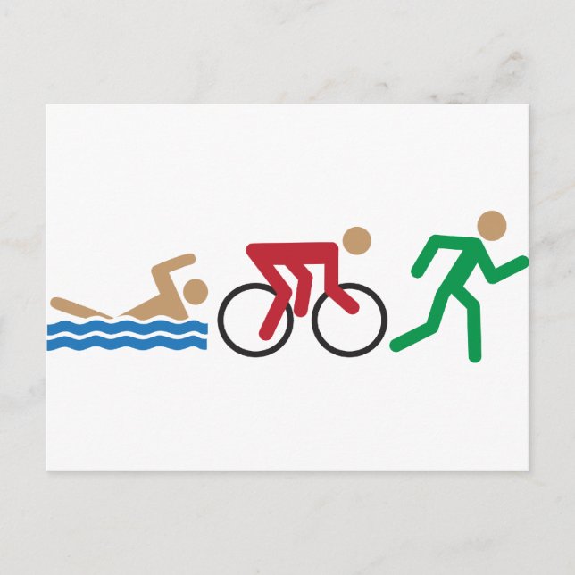 Carte Postale Icônes du logo du triathlon en couleur (Devant)