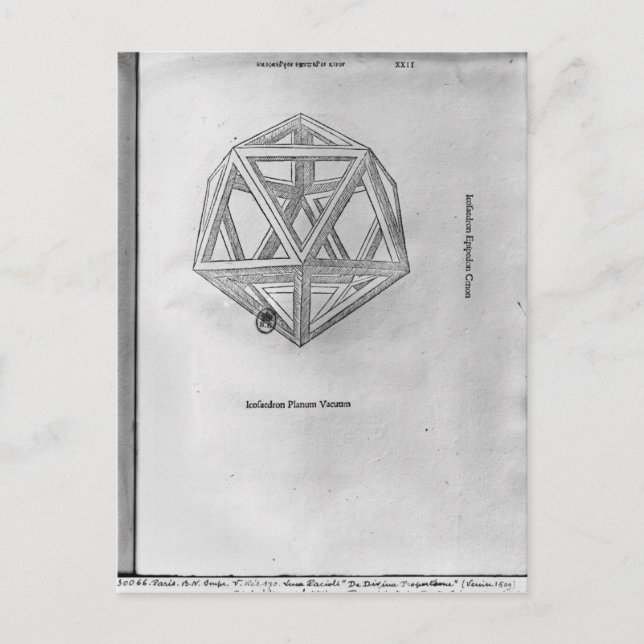 Carte Postale Icosahedron, de 'De Divina Proportione' (Devant)