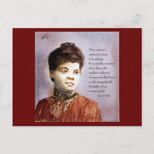 Carte Postale Ida B Wells & Quote Aquarelle Peinture (Devant)
